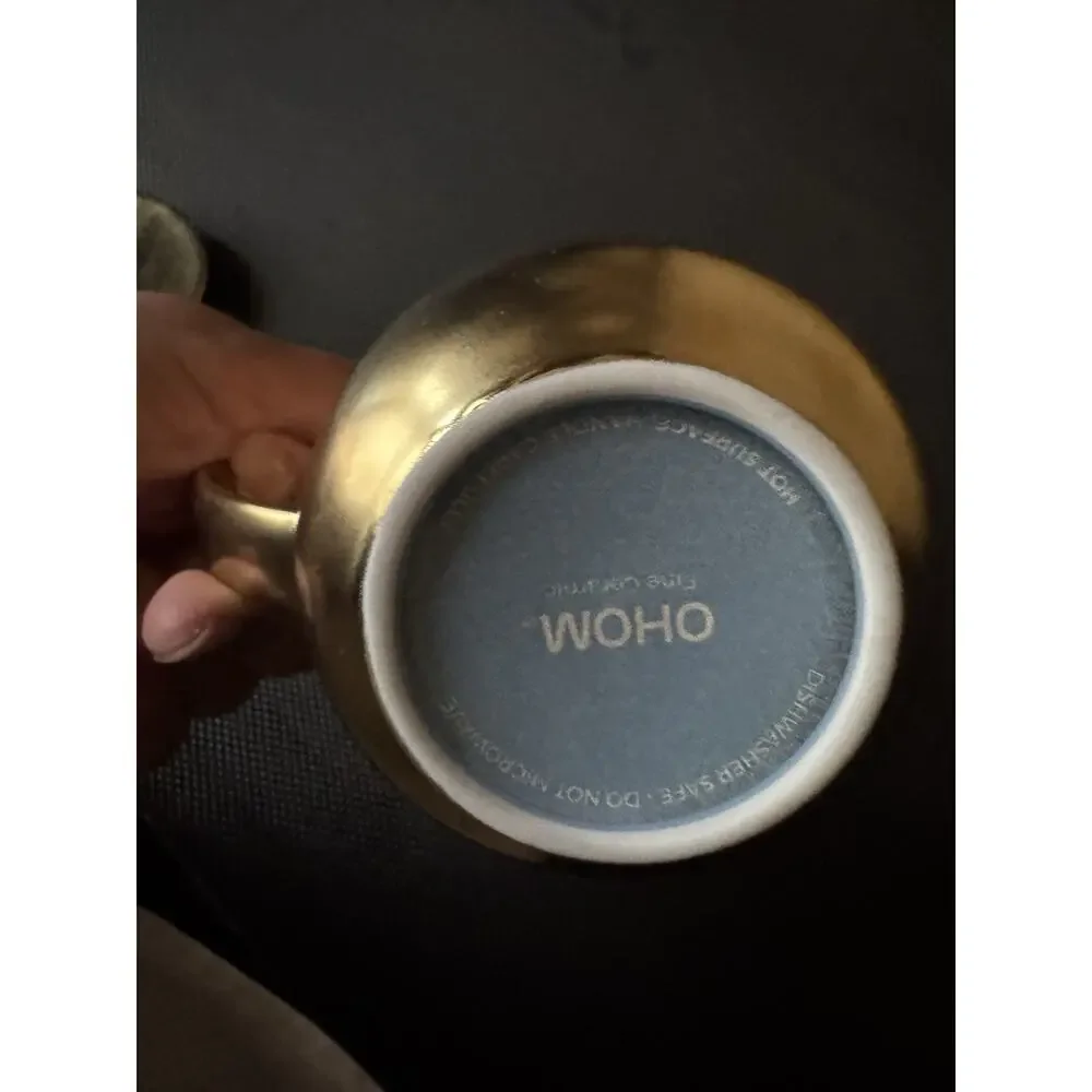 OHOM Ui Monogram Golden Self-Heating Mug & Warmer Set Letter B.